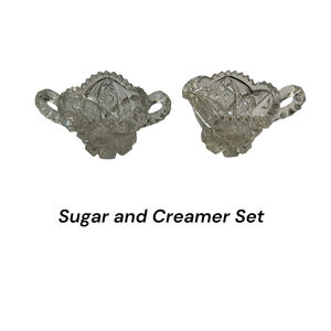 Elegant Glass Sugar and Creamer Holder Heavy Duty Used 3" High Shipping Included